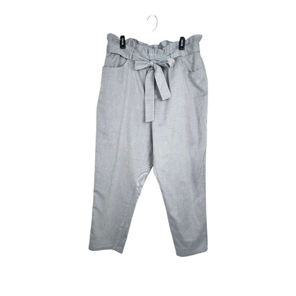 Who What Wear Light Blue Chambray Pants Paperbag Cotton Trousers Size 16